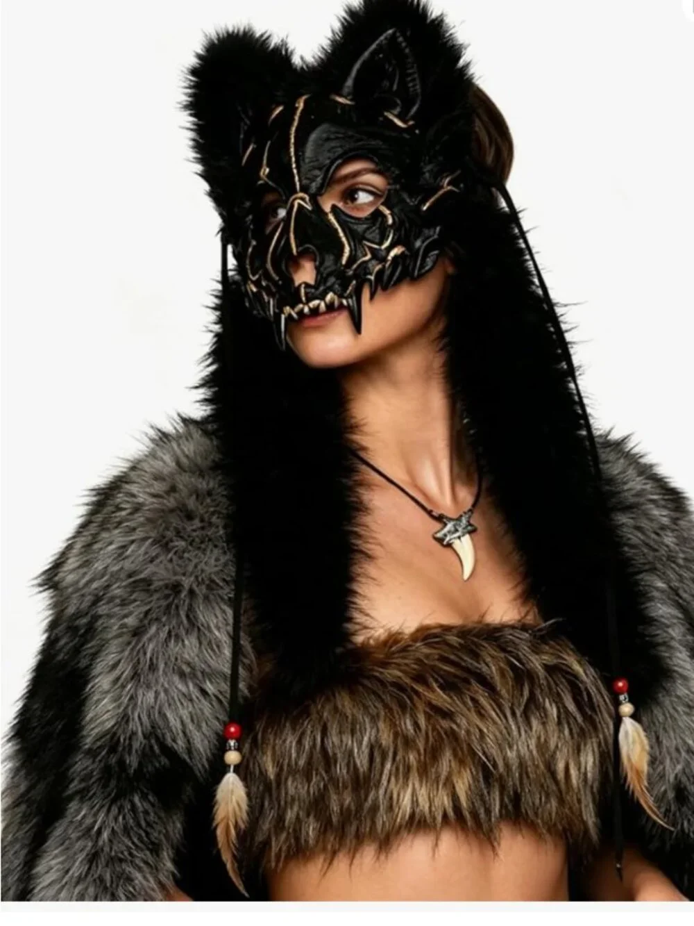 Furry Wolf Skull Mask